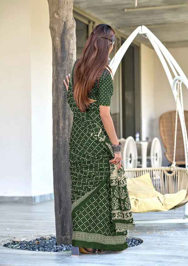 Handicraft_Beautiful_Handicraft_Pure_Soft_MulMulcotton_IKKAT_Hand_Blcok_Print_Saree_With_Blouce_Piece