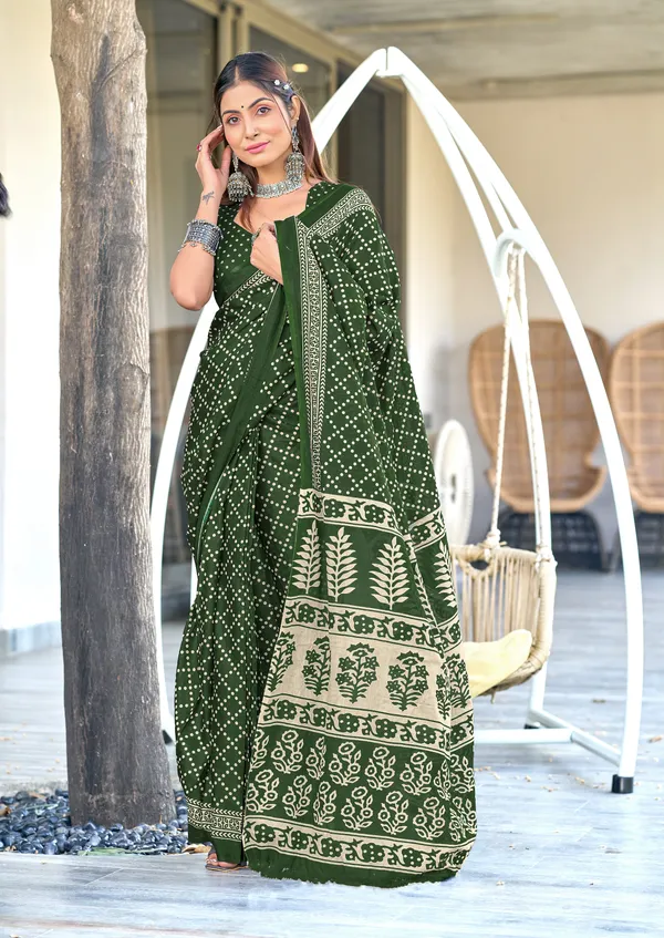 Handicraft_Beautiful_Handicraft_Pure_Soft_MulMulcotton_IKKAT_Hand_Blcok_Print_Saree_With_Blouce_Piece