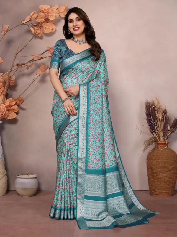 Stunning_Khadi_Viscose_Woven_Border_Pashmina_Printed_Saree_With_Blouse
