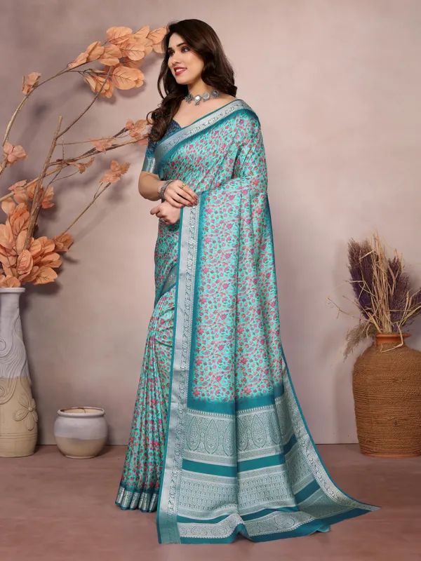 Stunning_Khadi_Viscose_Woven_Border_Pashmina_Printed_Saree_With_Blouse