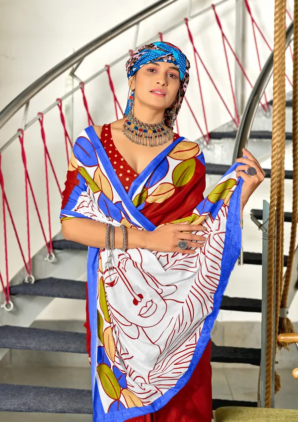Handicraft_Beautiful_Handicraft_Pure_Soft_MulMulcotton_IKKAT_Hand_Blcok_Print_Saree_With_Blouce_Piece
