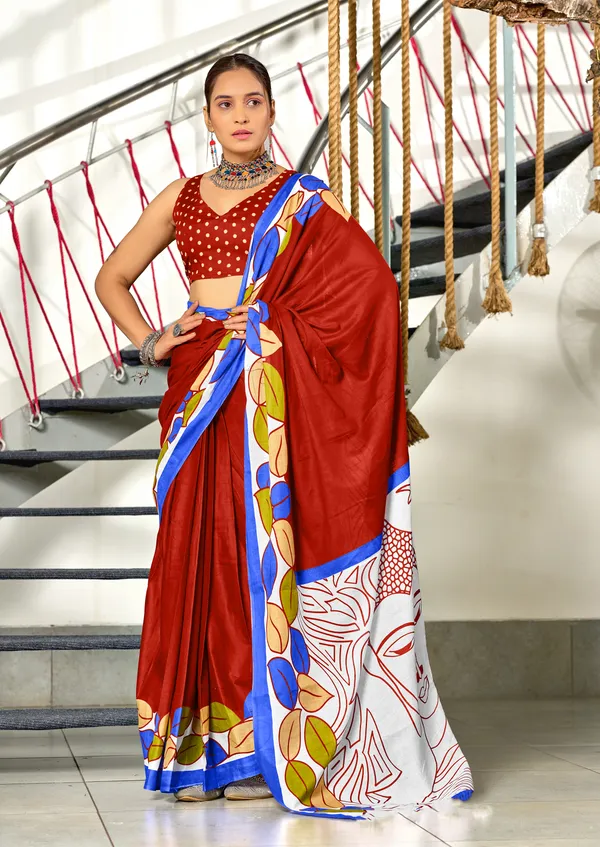 Handicraft_Beautiful_Handicraft_Pure_Soft_MulMulcotton_IKKAT_Hand_Blcok_Print_Saree_With_Blouce_Piece
