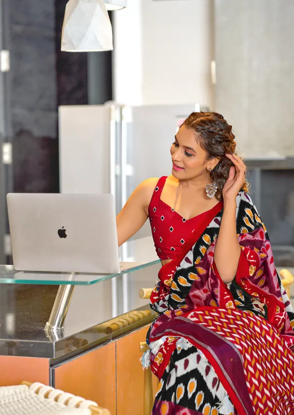 Handicraft_Beautiful_Handicraft_Pure_Soft_MulMulcotton_IKKAT_Hand_Blcok_Print_Saree_With_Blouce_Piece