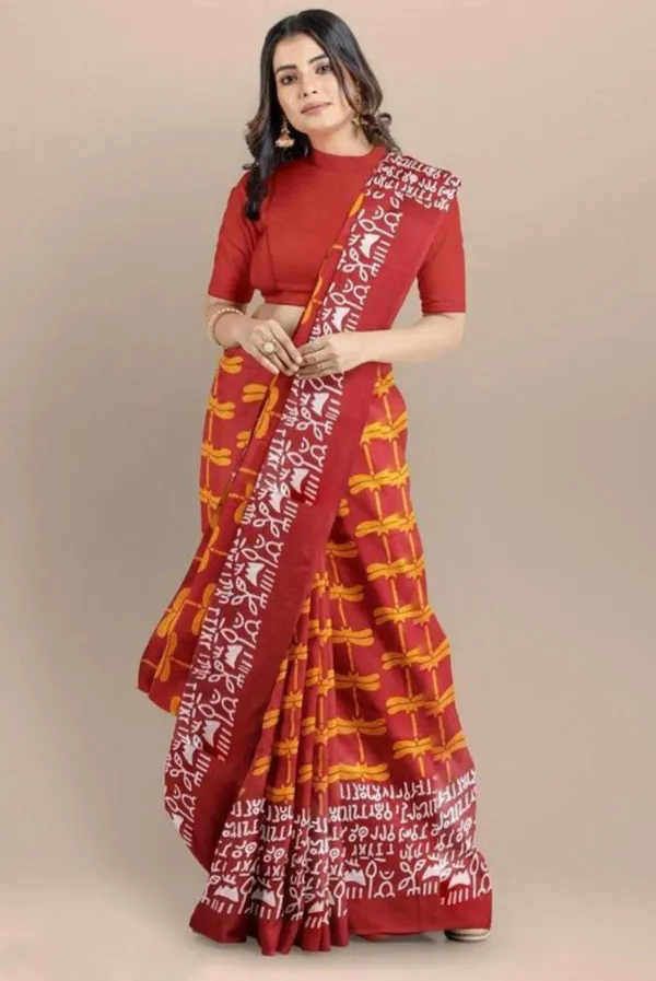 Handicraft_Women's_Pure_Soft_Cotton_Block_Printed_Casual_Wear_Saree_With_Blouse_Piece_Ragini_White_Green_With_Blouse_Piece