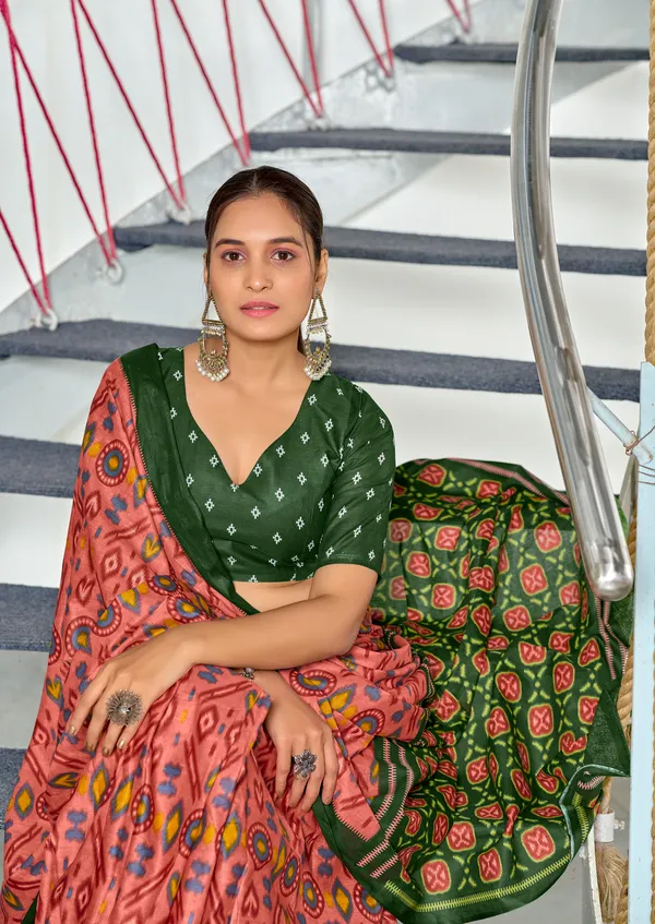 Handicraft_Beautiful_Handicraft_Pure_Soft_MulMulcotton_IKKAT_Hand_Blcok_Print_Saree_With_Blouce_Piece