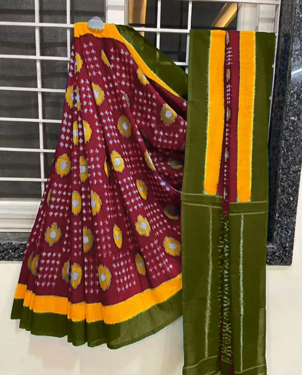 HANDICRAFT_IKKAT_PURE_SOFT_MUL_COTTON_SAREE_WITH_BLOUSE_PIECE