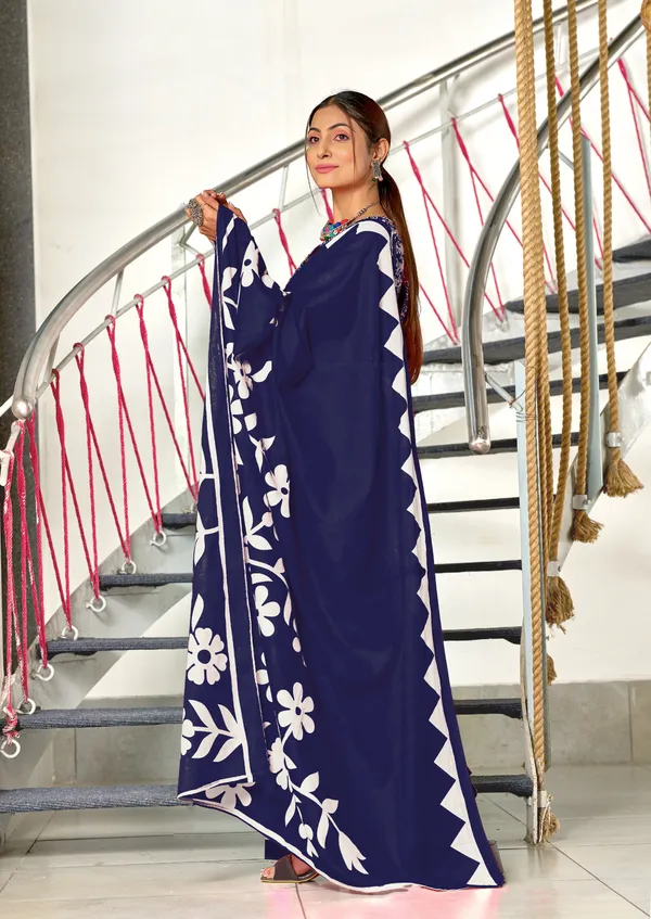 Handicraft_Beautiful_Handicraft_Pure_Soft_MulMulcotton_IKKAT_Hand_Blcok_Print_Saree_With_Blouce_Piece