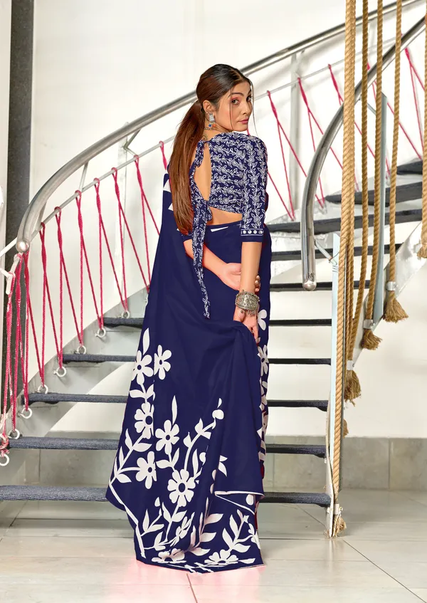 Handicraft_Beautiful_Handicraft_Pure_Soft_MulMulcotton_IKKAT_Hand_Blcok_Print_Saree_With_Blouce_Piece