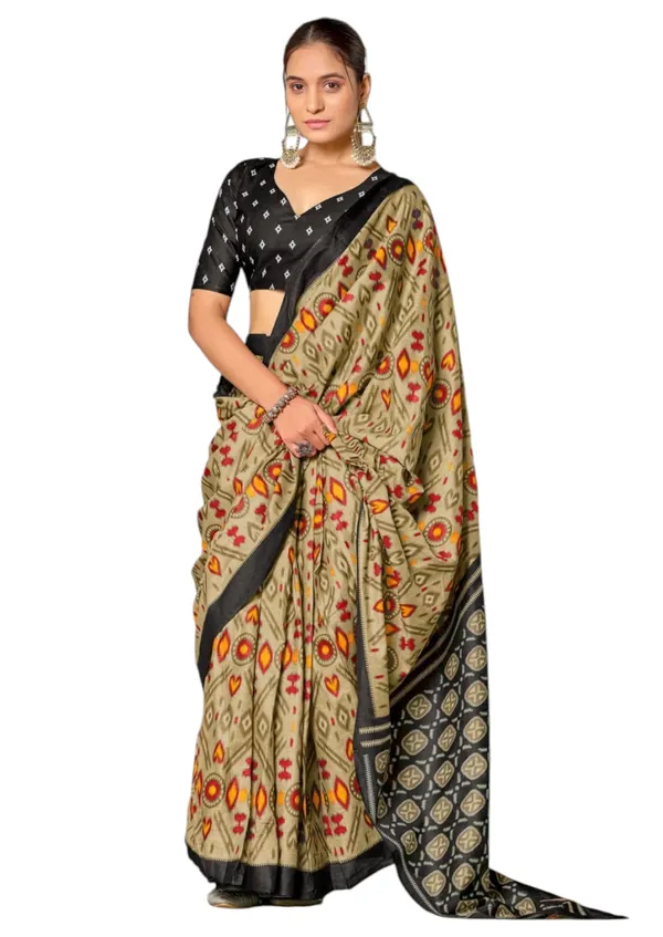 Handicraft_Beautiful_Handicraft_Pure_Soft_MulMulcotton_IKKAT_Hand_Blcok_Print_Saree_With_Blouce_Piece
