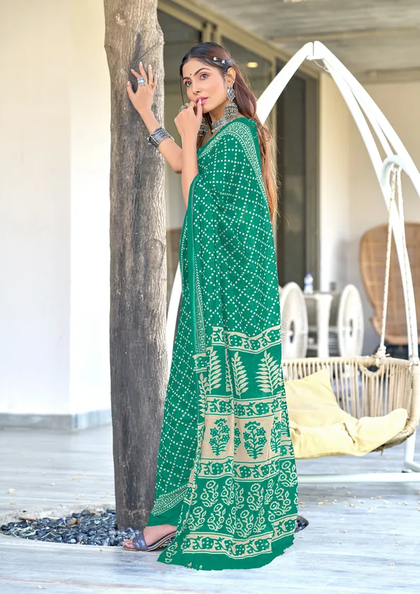 Handicraft_Beautiful_Handicraft_Pure_Soft_MulMulcotton_IKKAT_Hand_Blcok_Print_Saree_With_Blouce_Piece