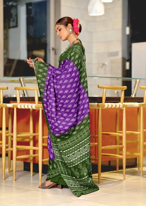 Handicraft_Beautiful_Handicraft_Pure_Soft_MulMulcotton_IKKAT_Hand_Blcok_Print_Saree_With_Blouce_Piece