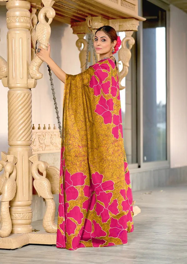 Handicraft_Beautiful_Handicraft_Pure_Soft_MulMulcotton_IKKAT_Hand_Blcok_Print_Saree_With_Blouce_Piece