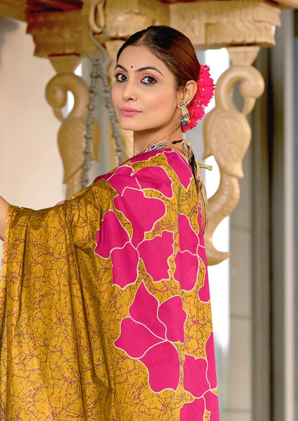 Handicraft_Beautiful_Handicraft_Pure_Soft_MulMulcotton_IKKAT_Hand_Blcok_Print_Saree_With_Blouce_Piece