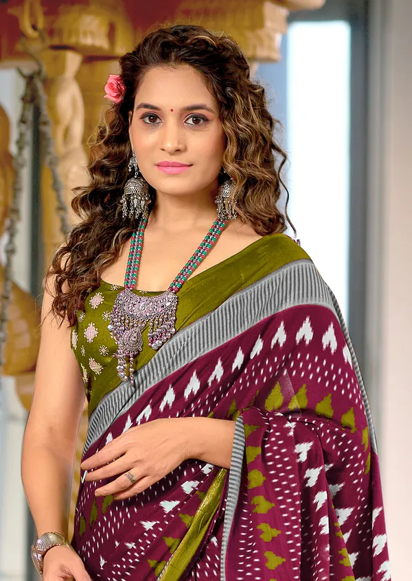 Beautiful_Handicraft_Pure_Soft_MulMul_Cotton_Meenakari_Hand_Print_Saree_With_Blouse_Piece