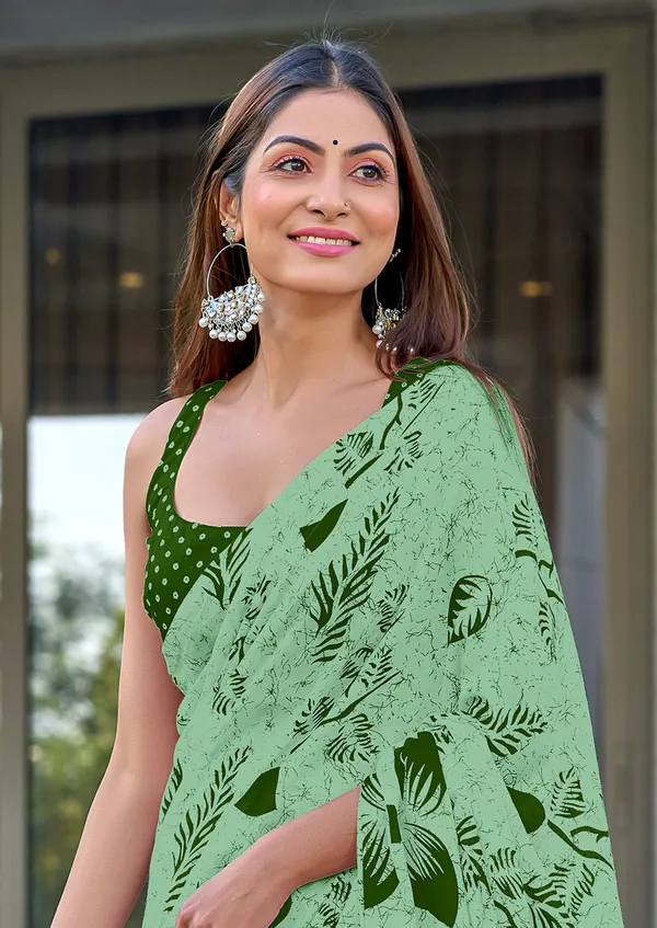Handicraft_Beautiful_Handicraft_Pure_Soft_MulMulcotton_IKKAT_Hand_Blcok_Print_Saree_With_Blouce_Piece