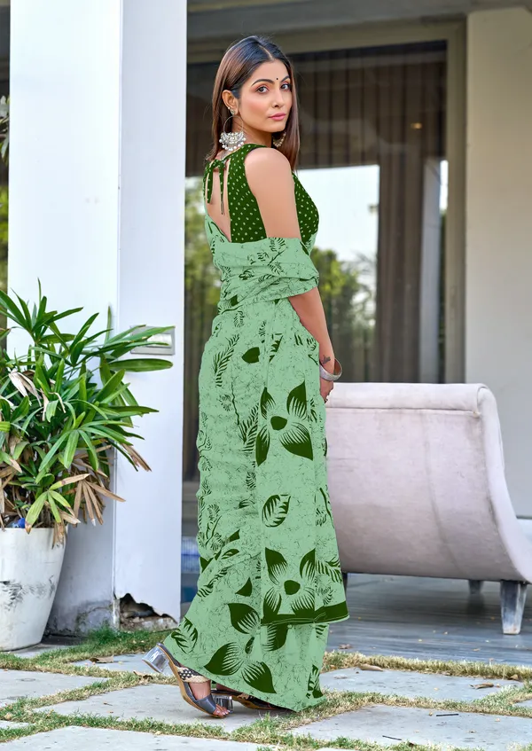Handicraft_Beautiful_Handicraft_Pure_Soft_MulMulcotton_IKKAT_Hand_Blcok_Print_Saree_With_Blouce_Piece