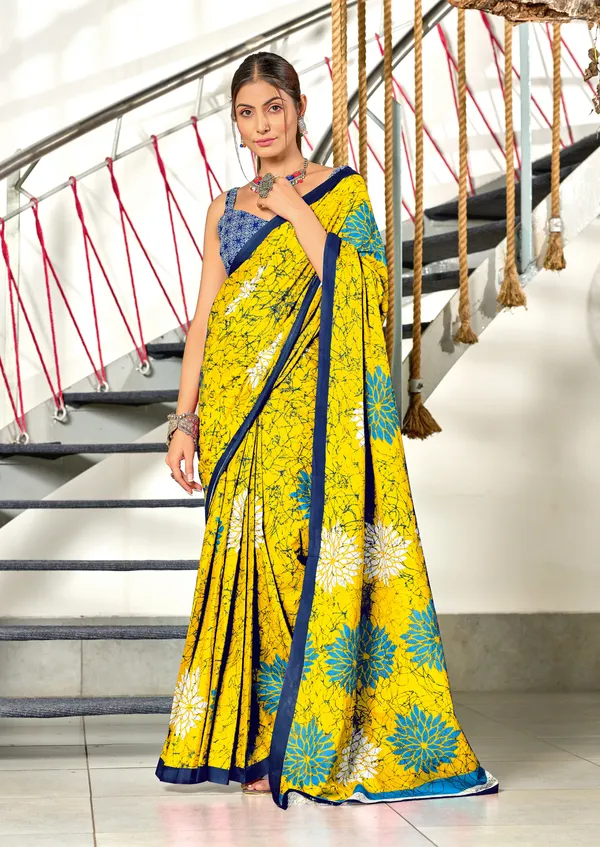 Handicraft_Beautiful_Handicraft_Pure_Soft_MulMulcotton_IKKAT_Hand_Blcok_Print_Saree_With_Blouce_Piece