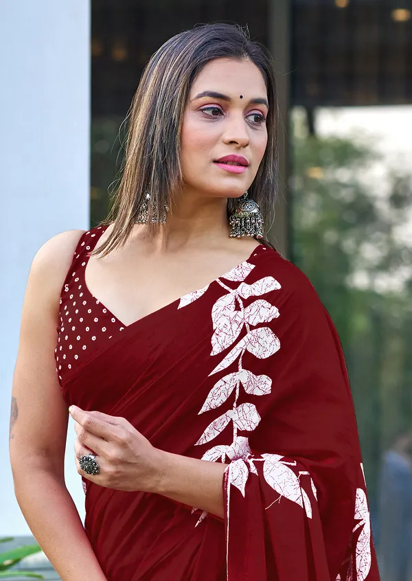 Handicraft_Beautiful_Handicraft_Pure_Soft_MulMulcotton_IKKAT_Hand_Blcok_Print_Saree_With_Blouce_Piece