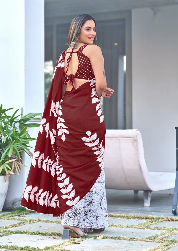 Handicraft_Beautiful_Handicraft_Pure_Soft_MulMulcotton_IKKAT_Hand_Blcok_Print_Saree_With_Blouce_Piece
