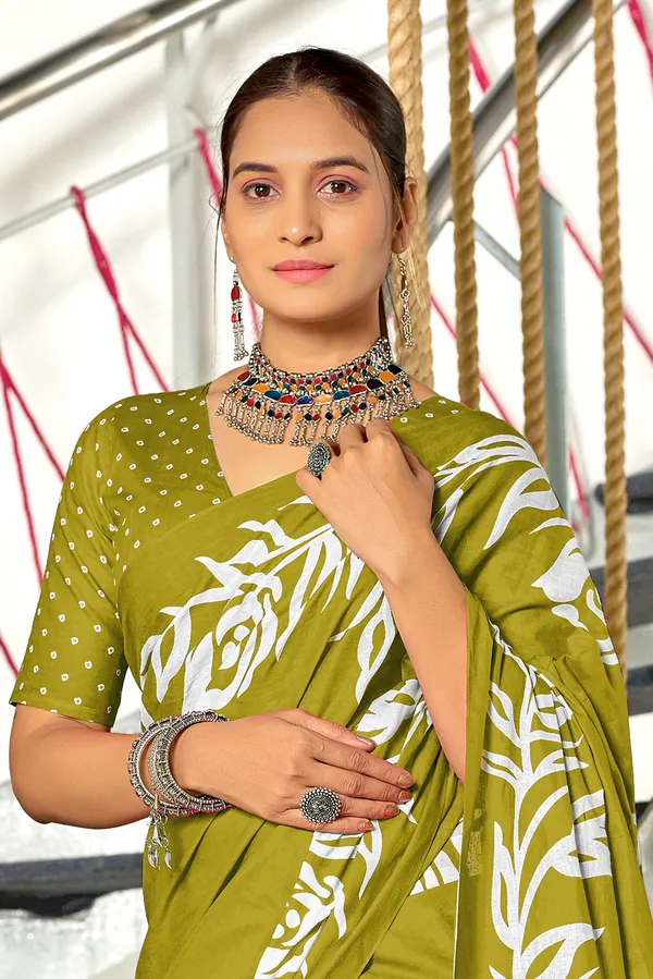Handicraft_Beautiful_Handicraft_Pure_Soft_MulMulcotton_IKKAT_Hand_Blcok_Print_Saree_With_Blouce_Piece