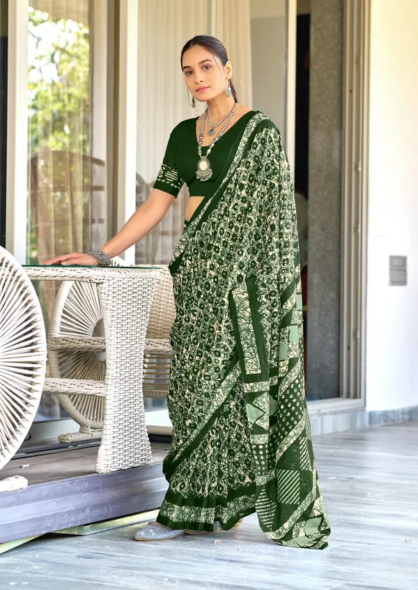 Handicraft_Beautiful_Handicraft_Pure_Soft_MulMulcotton_IKKAT_Hand_Blcok_Print_Saree_With_Blouce_Piece