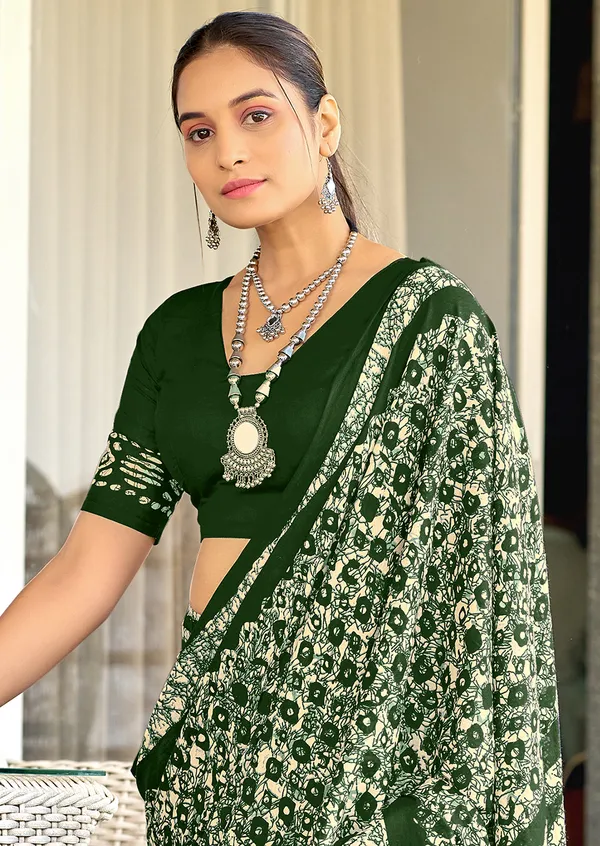 Handicraft_Beautiful_Handicraft_Pure_Soft_MulMulcotton_IKKAT_Hand_Blcok_Print_Saree_With_Blouce_Piece