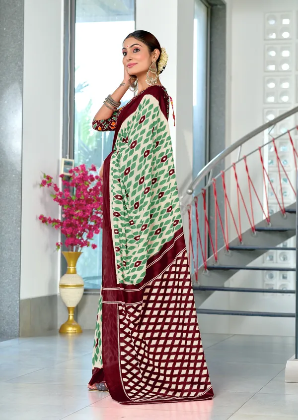 Handicraft_Beautiful_Handicraft_Pure_Soft_MulMulcotton_IKKAT_Hand_Blcok_Print_Saree_With_Blouce_Piece