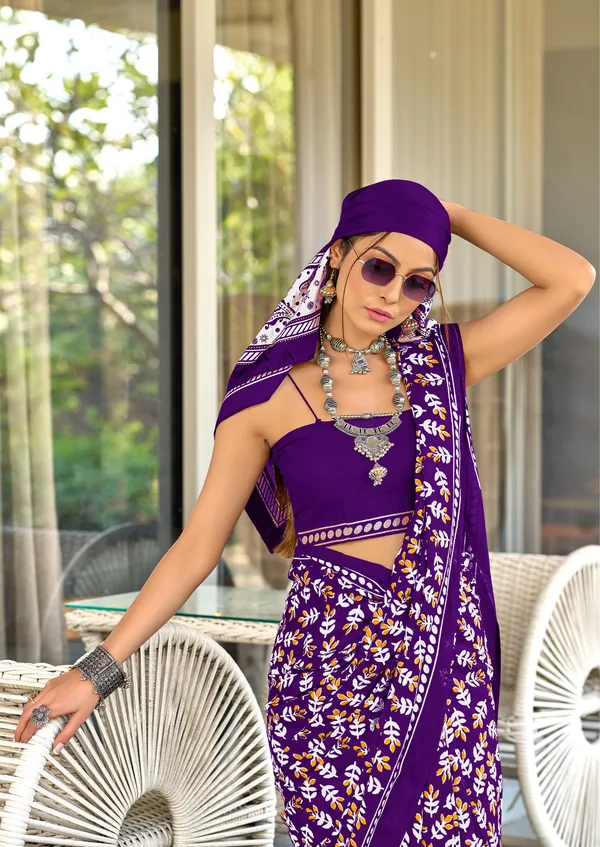Handicraft_Beautiful_Handicraft_Pure_Soft_MulMulcotton_IKKAT_Hand_Blcok_Print_Saree_With_Blouce_Piece