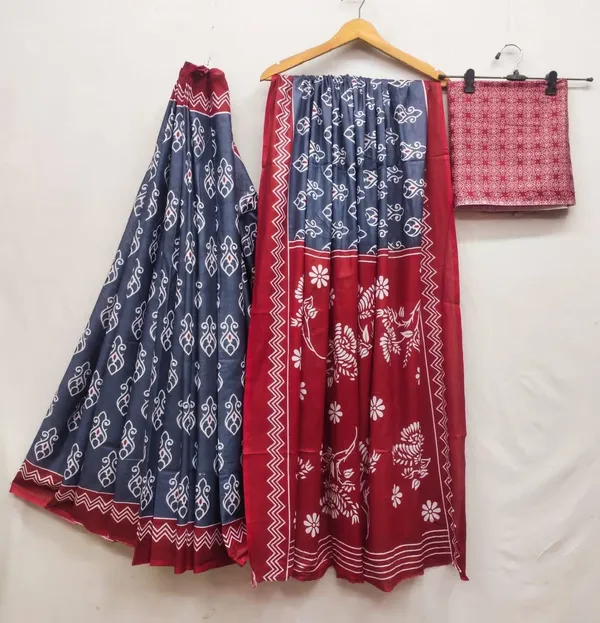 HANDICRAFT_IKKAT_PURE_SOFT_MUL_COTTON_SAREE_WITH_BLOUSE_PIECE