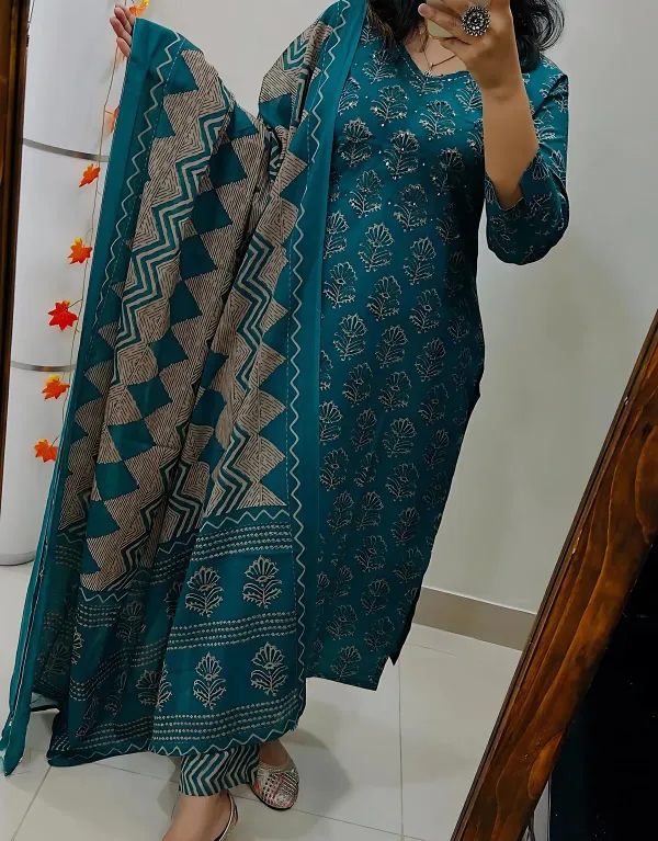 KRISHA_BLUE_COTTON_PRINTED_KURTA_SET