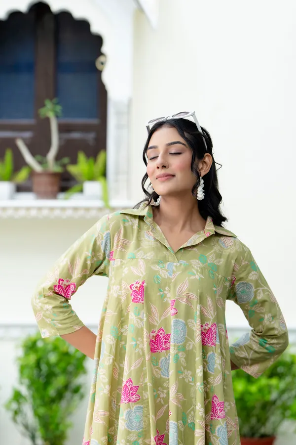 PURE_COTTON_PISTA_GREEN_KUMODINI_DRESS