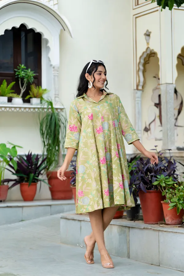 PURE_COTTON_PISTA_GREEN_KUMODINI_DRESS