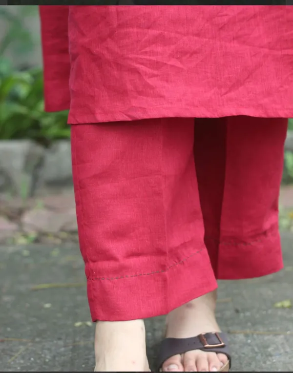 Red_Cotton_Kurta_&_Pant_Set