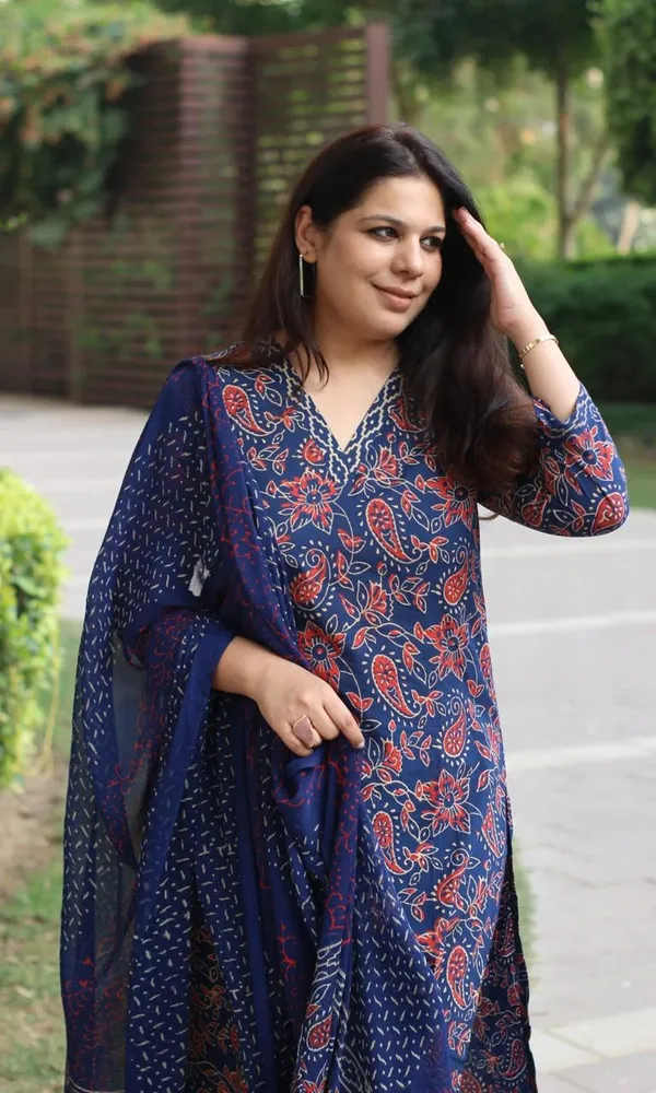 Dark_Blue_Cotton_Printed_Kurta_With_Pant_&_Dupatta_Set