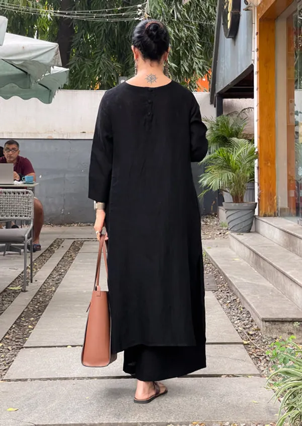Black_Handloom_South_Cotton_Kurta_&_Pant_Set_.