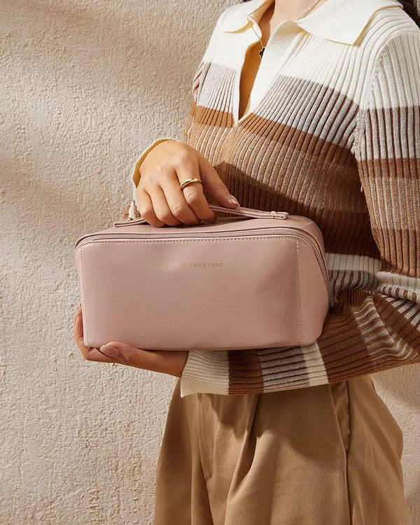 Cross_Open_Leather_Cosmetic_Bag_For_Girls/Women