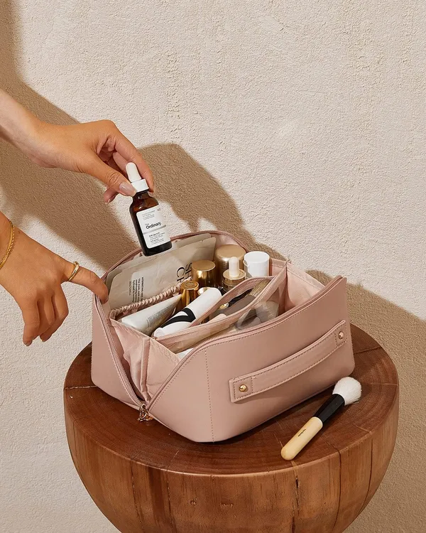 Cross_Open_Leather_Cosmetic_Bag_For_Girls/Women