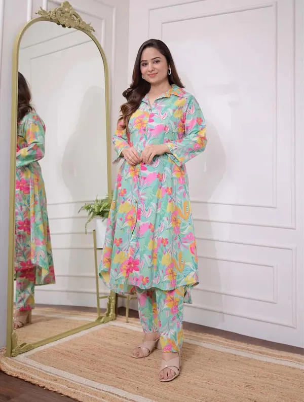 Chokhi_Bandhni_Women's_Cotton_Printed_A-line_Kurta_and_Pant_Set