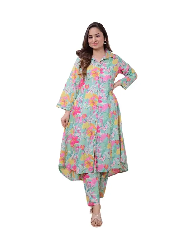 Chokhi_Bandhni_Women's_Cotton_Printed_A-line_Kurta_and_Pant_Set