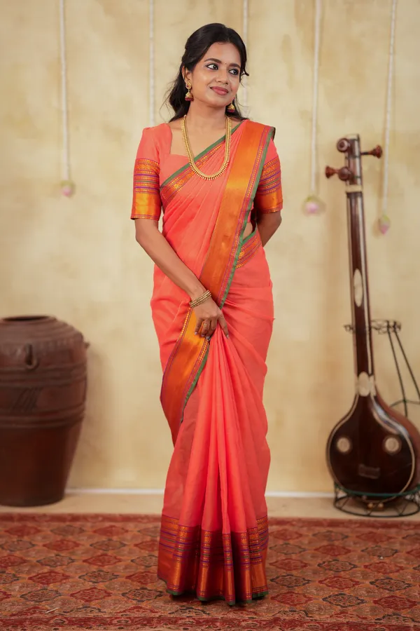 Aboli_Peach_Sudharshini_Narayanapet_Pure_Cotton_saree