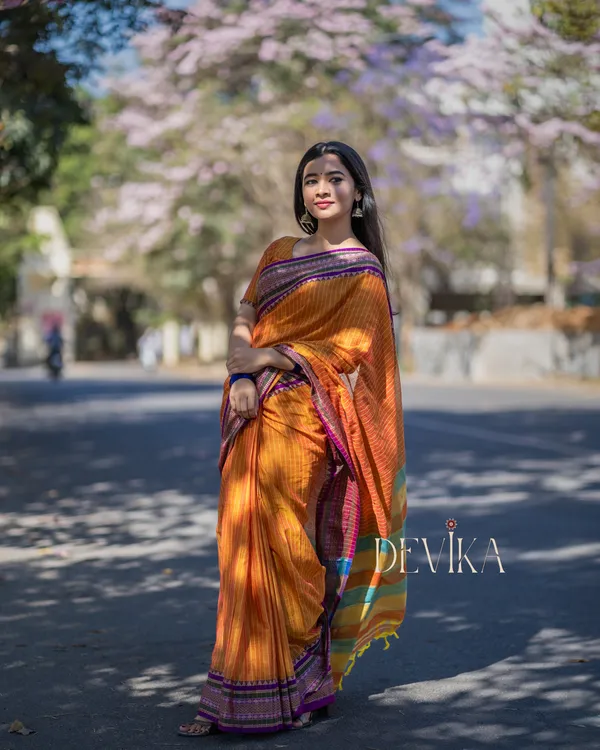 Anuradha_Orange_Narayanpet_Pure_cotton_saree