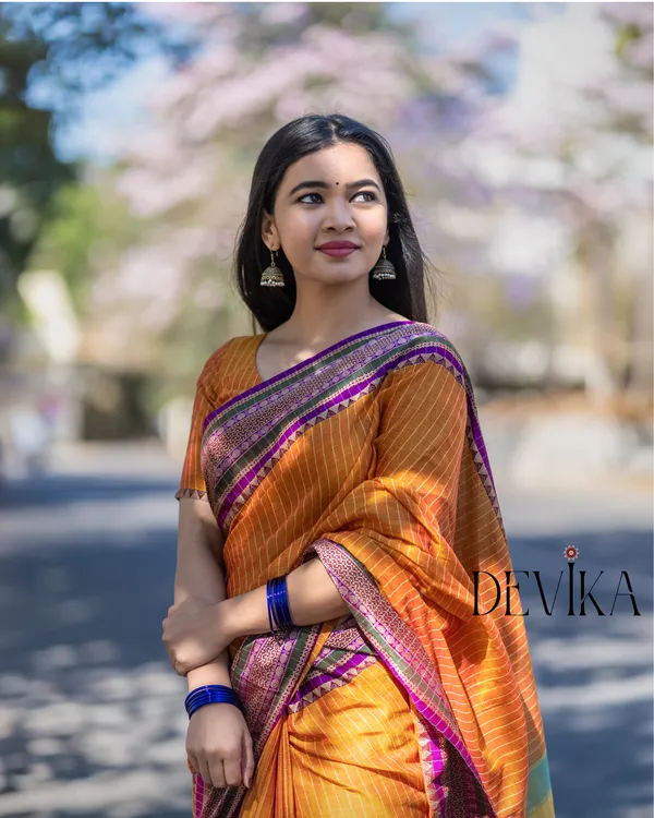 Anuradha_Orange_Narayanpet_Pure_cotton_saree