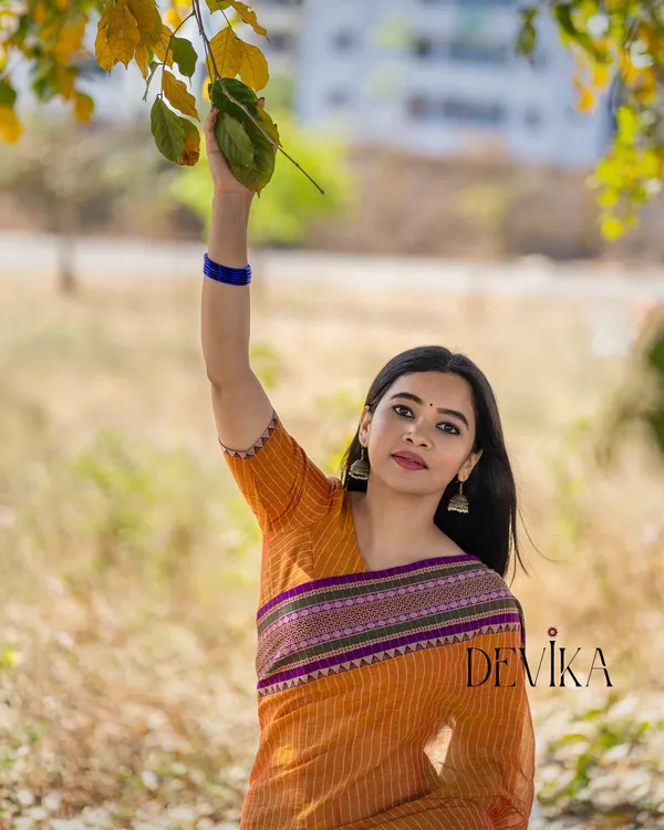 Anuradha_Orange_Narayanpet_Pure_cotton_saree