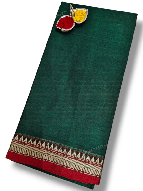 Ashwini_Bottle_green_Narayanpeth_Pure_cotton_saree_with_Running_blouse_piece_(Same_as_saree)