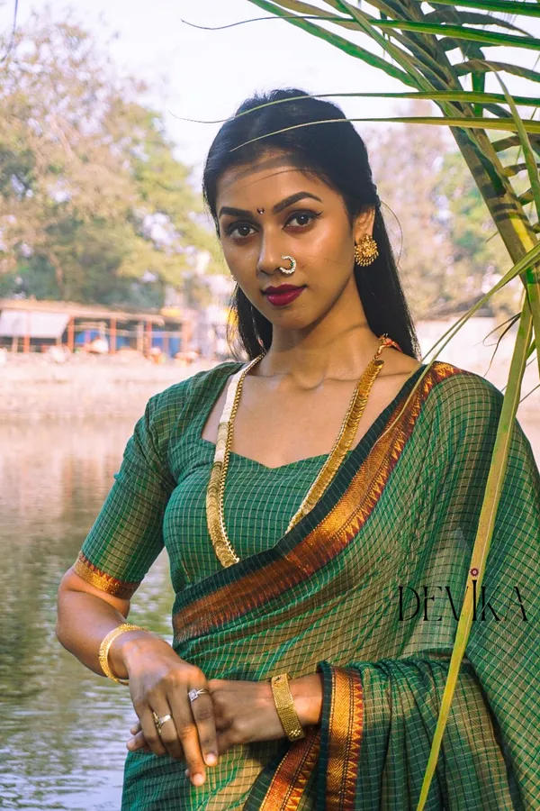 Ashwini_Pista_Green_checked_Pattern_Narayanpet_Pure_cotton_saree