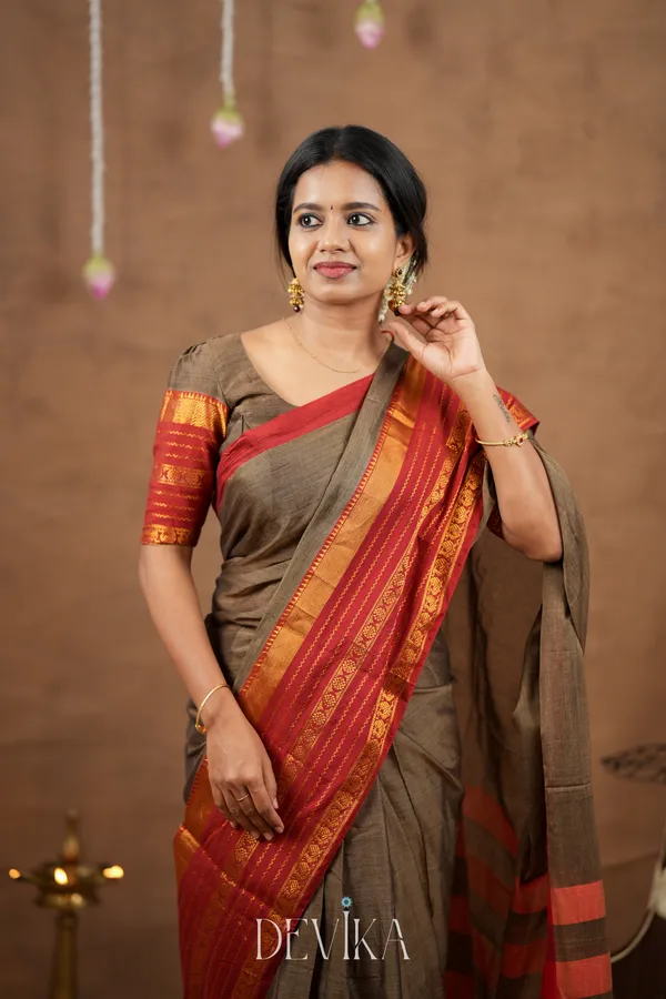 Beige_Jari_Border_Narayanapet_Pure_Cotton_saree