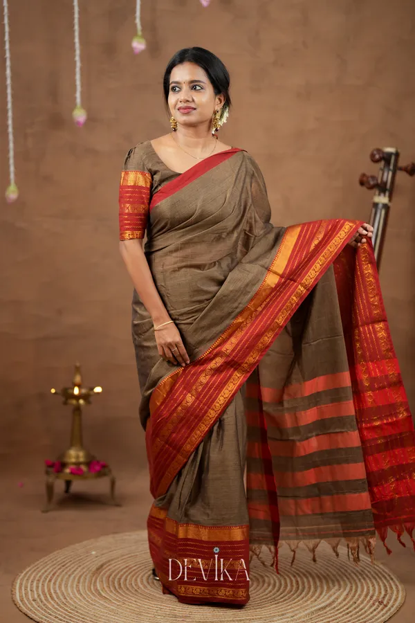 Beige_Jari_Border_Narayanapet_Pure_Cotton_saree