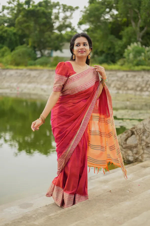 Dual_Shaded_Orangish_Pink_Madhuri_Narayanpet_Pure_Cotton_Saree