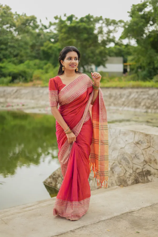 Dual_Shaded_Orangish_Pink_Madhuri_Narayanpet_Pure_Cotton_Saree