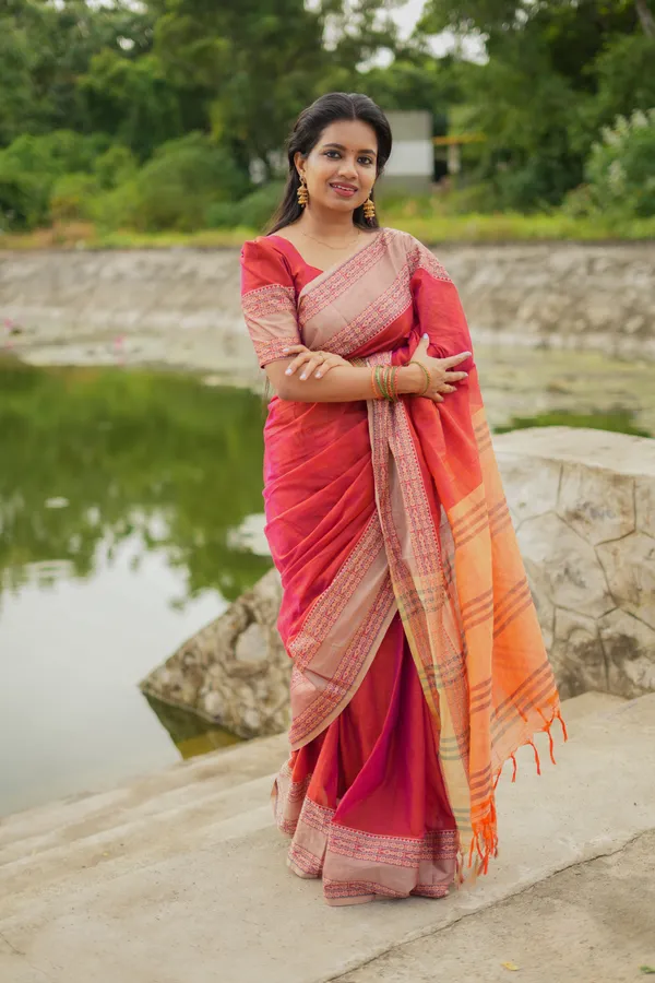 Dual_Shaded_Orangish_Pink_Madhuri_Narayanpet_Pure_Cotton_Saree